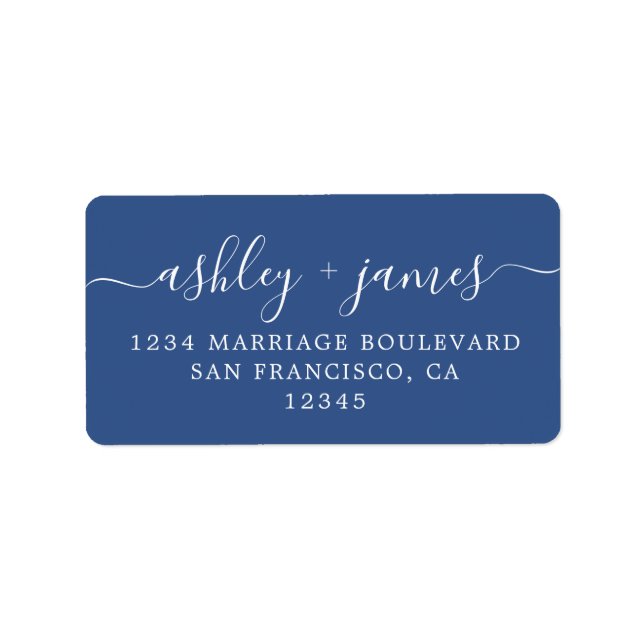 Étiquette d'adresse de retour Mariage bleu classiq (Devant)