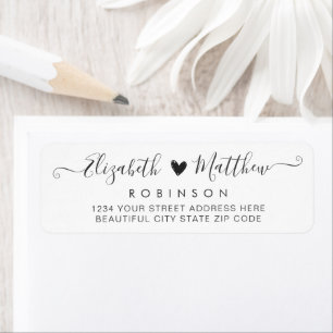 Étiquette d'adresse de retour Mariage de script mo