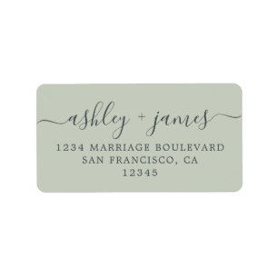 Étiquette d'adresse de retour Mariage vert chic Sc