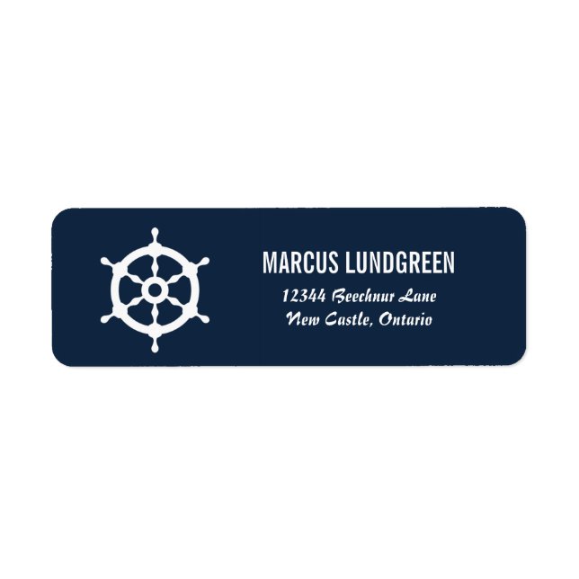 Étiquette d'adresse de retour marine et blanche (Devant)