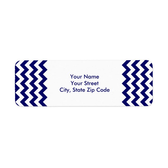 étiquette d'adresse de retour Marine et White Zigz (Devant)
