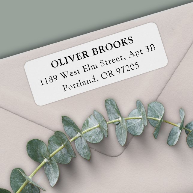 Étiquette d'adresse de retour Minimal Simple Éléga (Return Address Label Minimal Simple Elegant White)