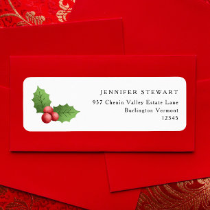Étiquette d'adresse de retour minimaliste de Noël 
