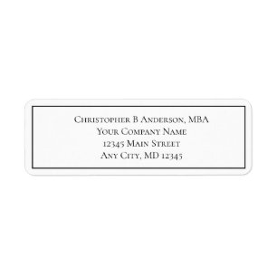Étiquette d'adresse de retour minimaliste noir et 