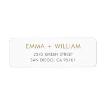 Étiquette d'adresse de retour minimaliste or et bl