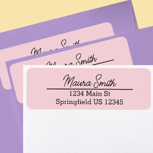Étiquette d'adresse de retour minimaliste rose pou