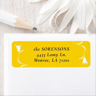 Étiquette d'adresse de retour MOD YELLOW TULIP WED