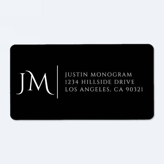 Étiquette d'adresse de retour moderne en noir et b (Créateur téléchargé)