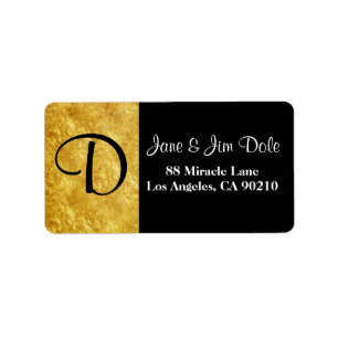 Étiquette d'adresse de retour Monogram Faux Gold &