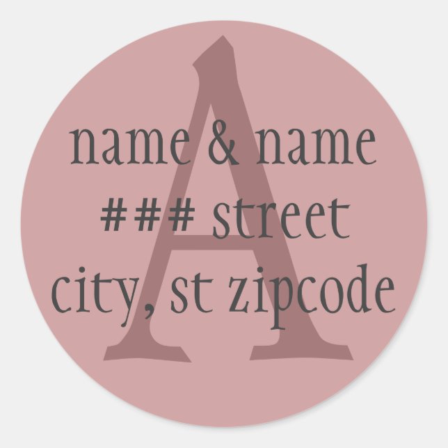 Étiquette d'adresse de retour monogramme "A" - per (Devant)