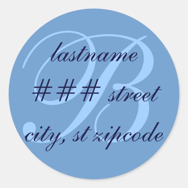 Étiquette d'adresse de retour monogramme "B" - per (Devant)