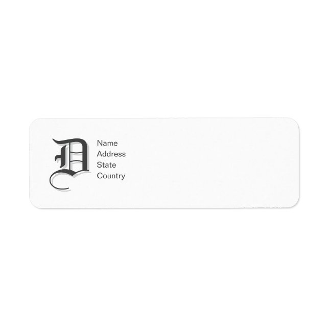 Étiquette d'adresse de retour Monogramme D personn (Devant)