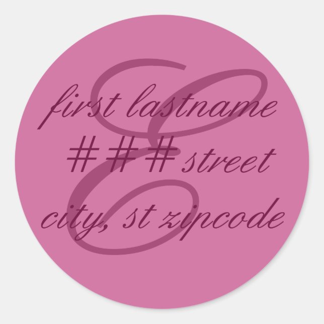 Étiquette d'adresse de retour monogramme "E" - per (Devant)
