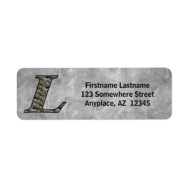 Étiquette d'adresse de retour Monogramme Initial L (Devant)