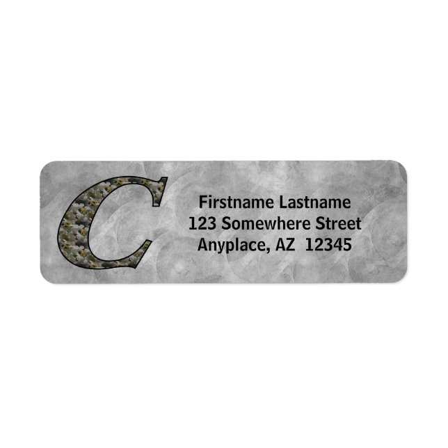 Étiquette d'adresse de retour Monogramme Initiale  (Devant)