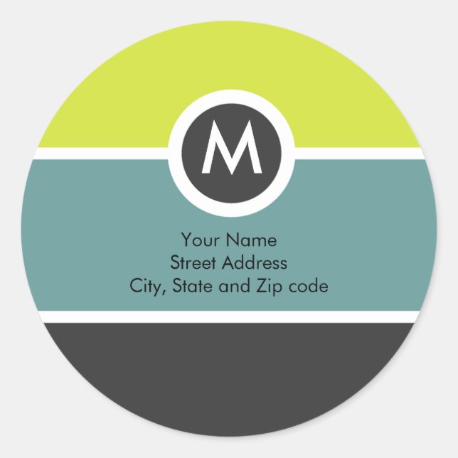 Étiquette d'adresse de retour Monogramme - Jaune/B (Devant)