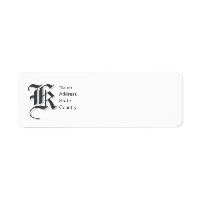 Étiquette d'adresse de retour Monogramme K personn (Devant)