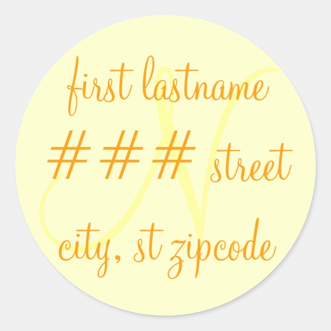 Étiquette d'adresse de retour monogramme "N" - per (Devant)