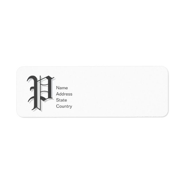 Étiquette d'adresse de retour Monogramme P Personn (Devant)