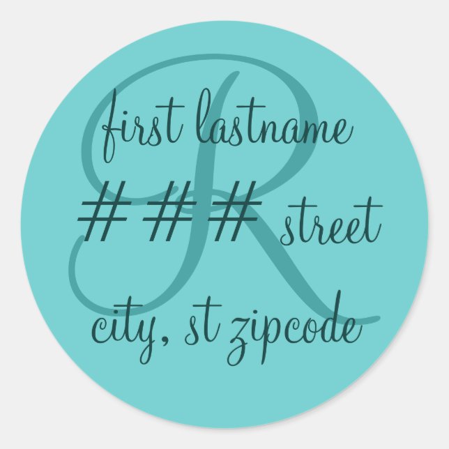 Étiquette d'adresse de retour monogramme "R" - per (Devant)