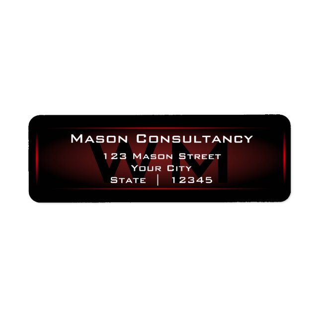 Étiquette d'adresse de retour Monogramme rouge (Devant)