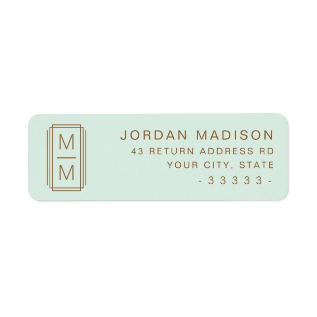 Étiquette d'adresse de retour monogramme vert ment (Devant)