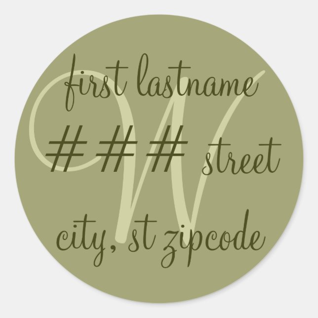 Étiquette d'adresse de retour monogramme "W" - per (Devant)