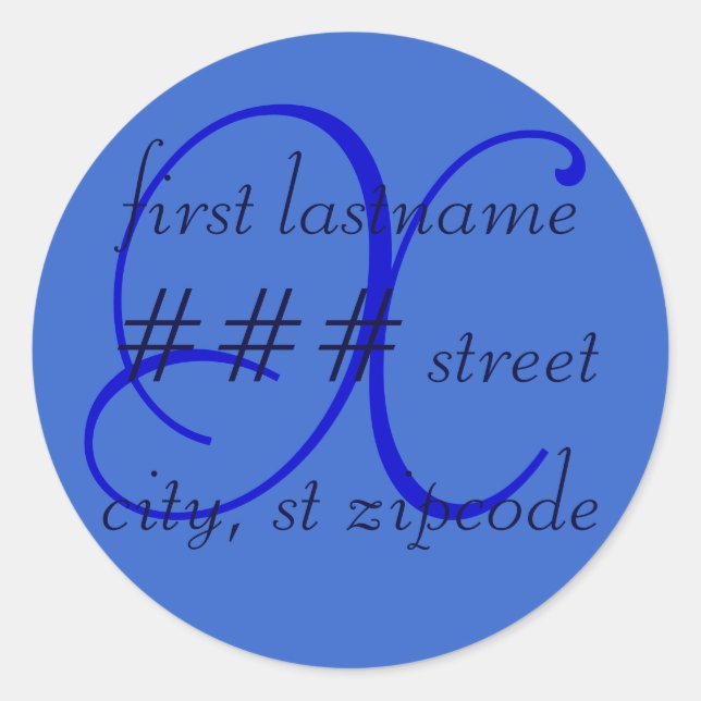 Étiquette d'adresse de retour monogramme "X" - per (Devant)
