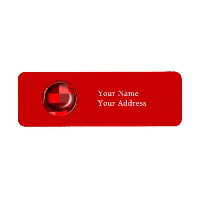 Étiquette d'adresse de retour Motif rouge (Devant)
