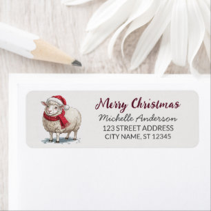 Étiquette d'adresse de retour Mouton Santa Noël jo