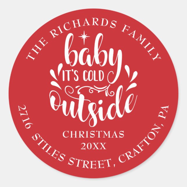 Étiquette d'adresse de retour Noël Bébé Il fait fr (Devant)