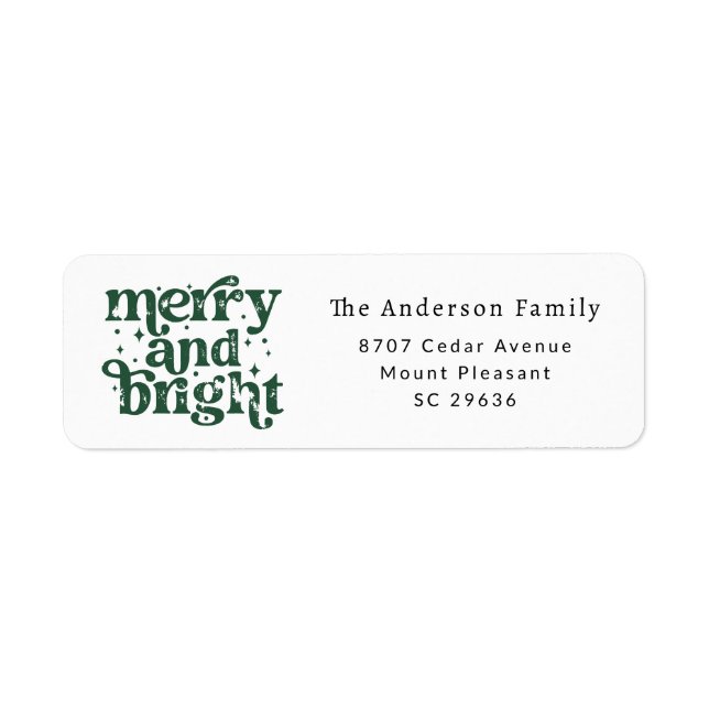 Étiquette d'adresse de retour Noël Merry & Bright (Devant)