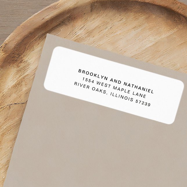 Étiquette d'adresse de retour Noir Blanc Simple (Créateur téléchargé)