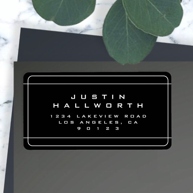 Étiquette d'adresse de retour noir et blanc unique (Créateur téléchargé)