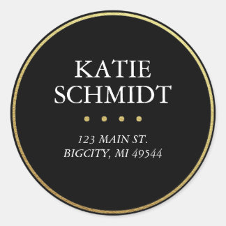 Étiquette d'adresse de retour noire avec Faux Gold