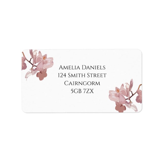 Étiquette d'adresse de retour Orchidée Rose Foncé (Devant)