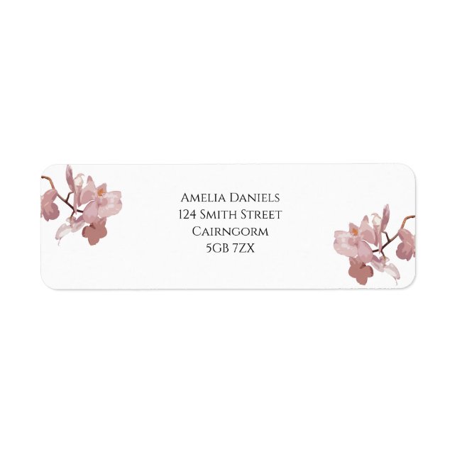 Étiquette d'adresse de retour Orchidée Rose Foncé (Devant)