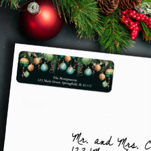Étiquette d'adresse de retour Ornements de Noël ar