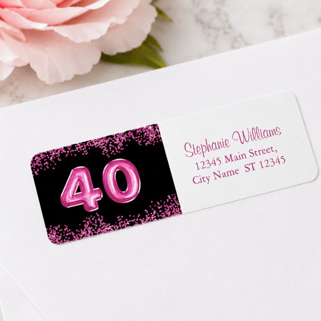 Étiquette d'adresse de retour pailletée noire pour (Add name to customize, please see the collection for matching items)