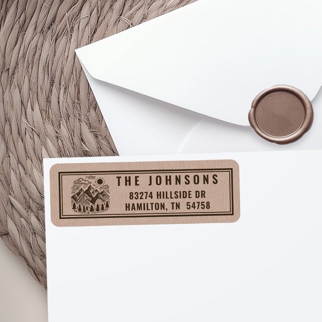 Étiquette d'adresse de retour personnalisée de mon (Modern Rustic Mountain Custom Return Address Label Stickers)