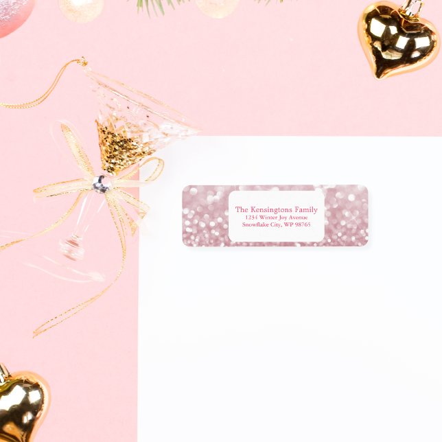 Étiquette d'adresse de retour personnalisée Pink S (Pink Sparkle Personalized Return Address Label)