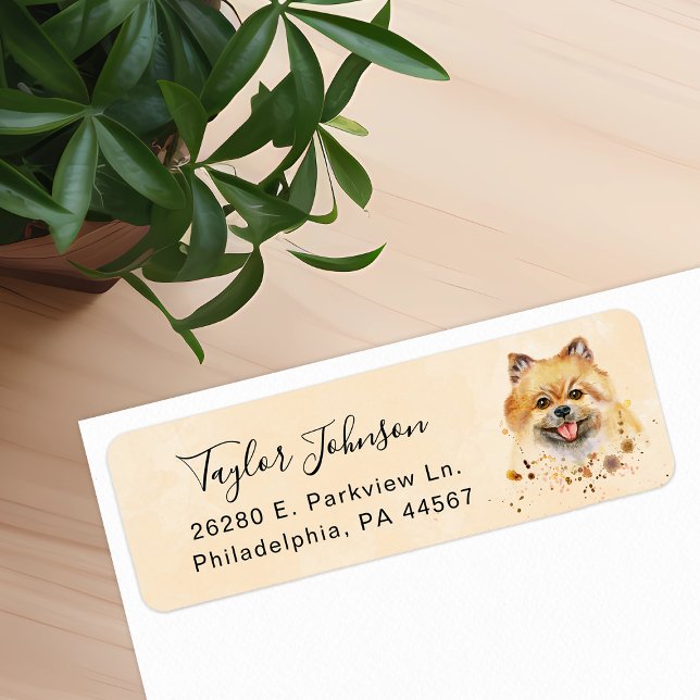 Étiquette d'adresse de retour Pomeranian (Créateur téléchargé)