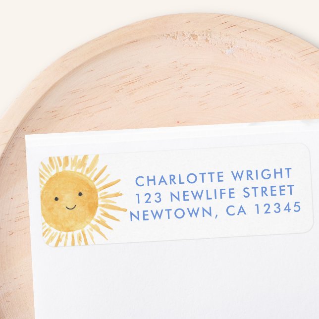 Étiquette d'adresse de retour pour Baby Shower Sol (Créateur téléchargé)
