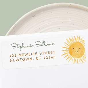 Étiquette d'adresse de retour pour Baby Shower Sun