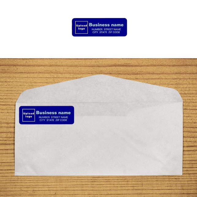 Étiquette d'adresse de retour pour Entreprise Bleu (Blue business return address label on envelope)