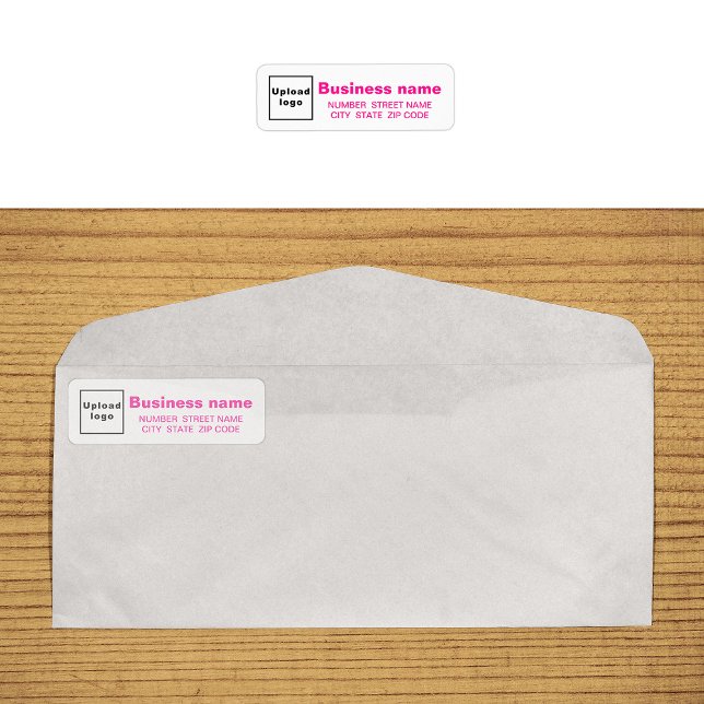 Étiquette d'adresse de retour pour entreprise Text (Return address label in pink text on envelope)