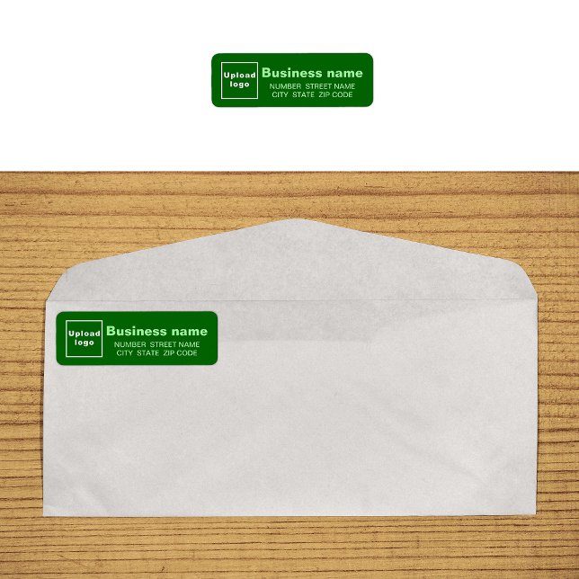 Étiquette d'adresse de retour pour entreprise vert (Green business return address label on envelope)