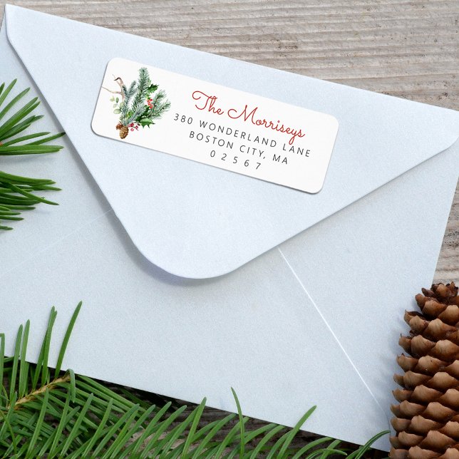 Étiquette d'adresse de retour pour la verdure hive (Holiday Winter Greenery Return Address Label)