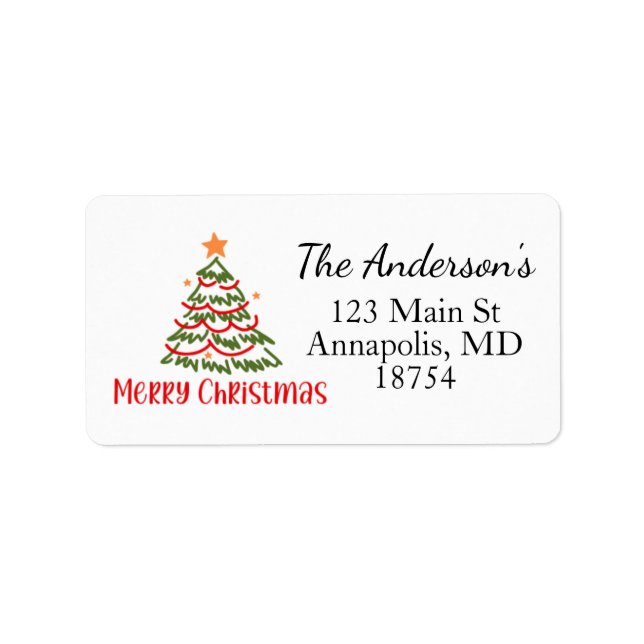 Étiquette d'adresse de retour pour l'arbre de Noël (Devant)