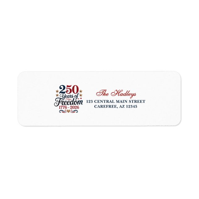 Étiquette d'adresse de retour pour le 250e anniver (Devant)